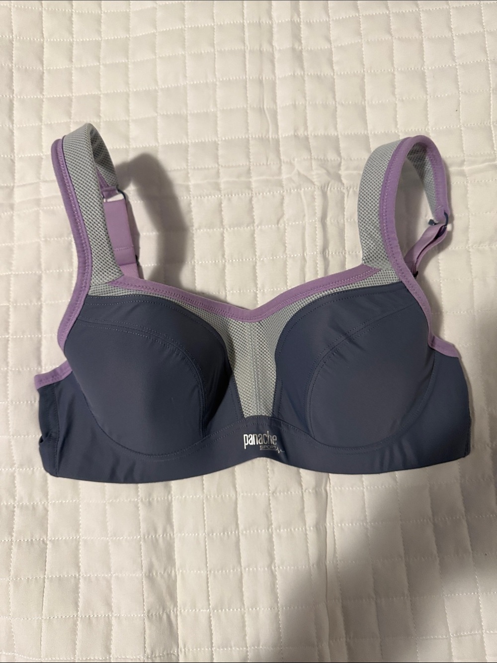 Panache Slate Gray Sports Bra with Lavender Trim